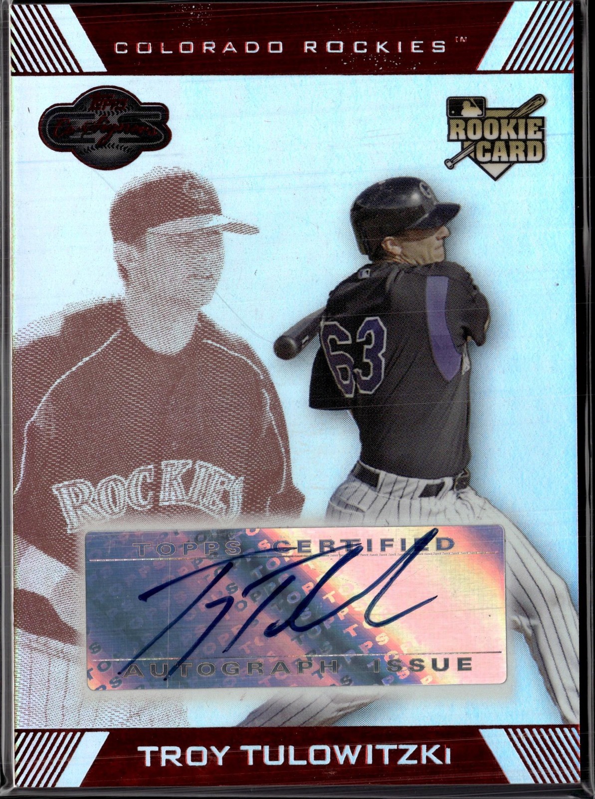 2007 Topps Co-Signers #102 Troy Tulowitzki Silver Red Rookie Auto #/75