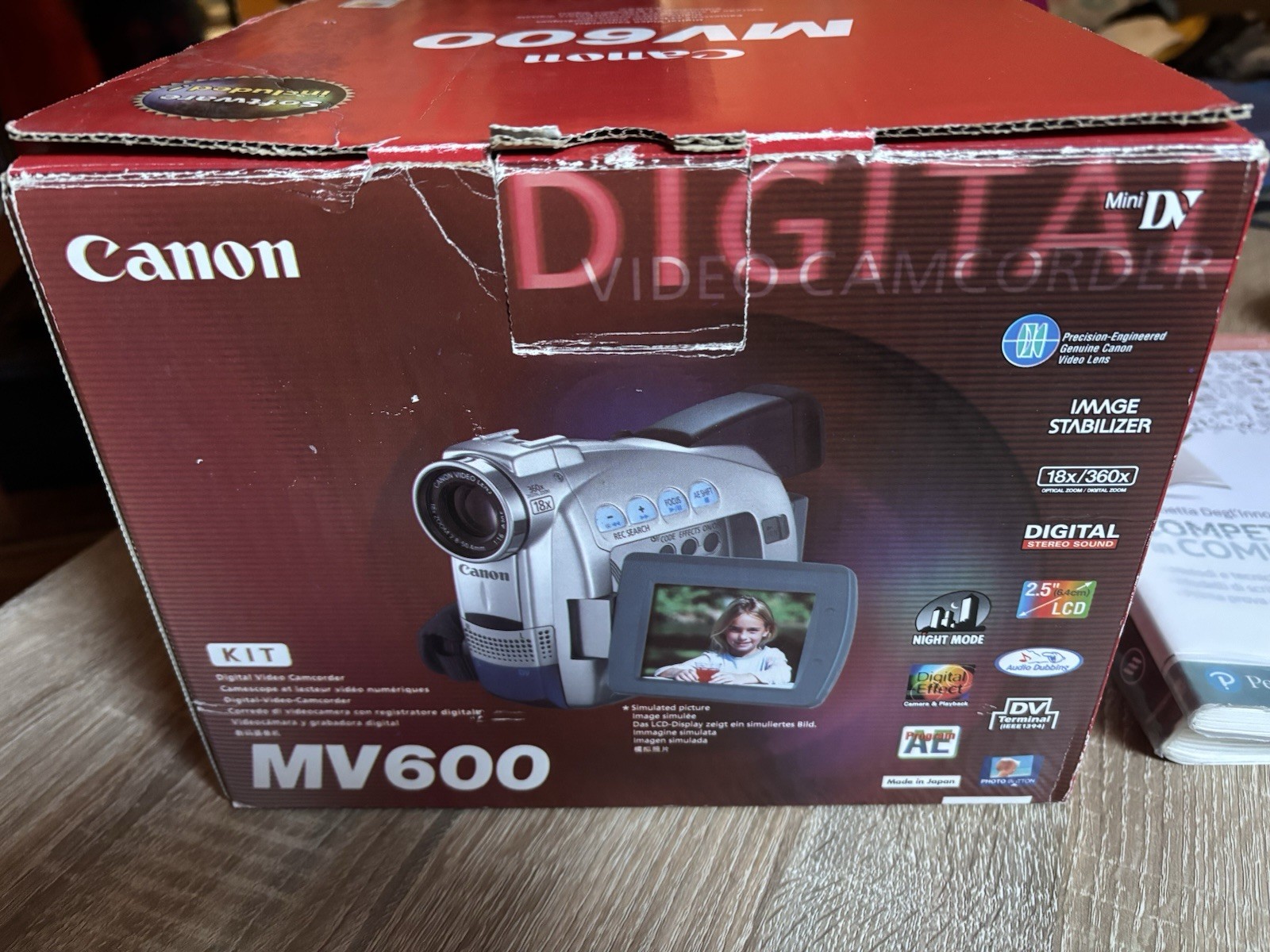 Canon MV600 MiniDV videocamera LCD stabilizzatore autofocus con box accessori