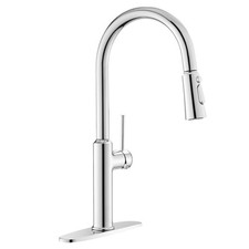Polished Chrome Kitchen Faucets Solid Brass High Arc One-Handle Kitchen Fauce...