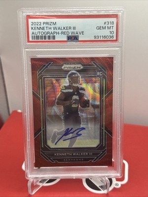 2022 Panini Prizm Kenneth Walker III #318 Autograph Red Wave SP /149 RC