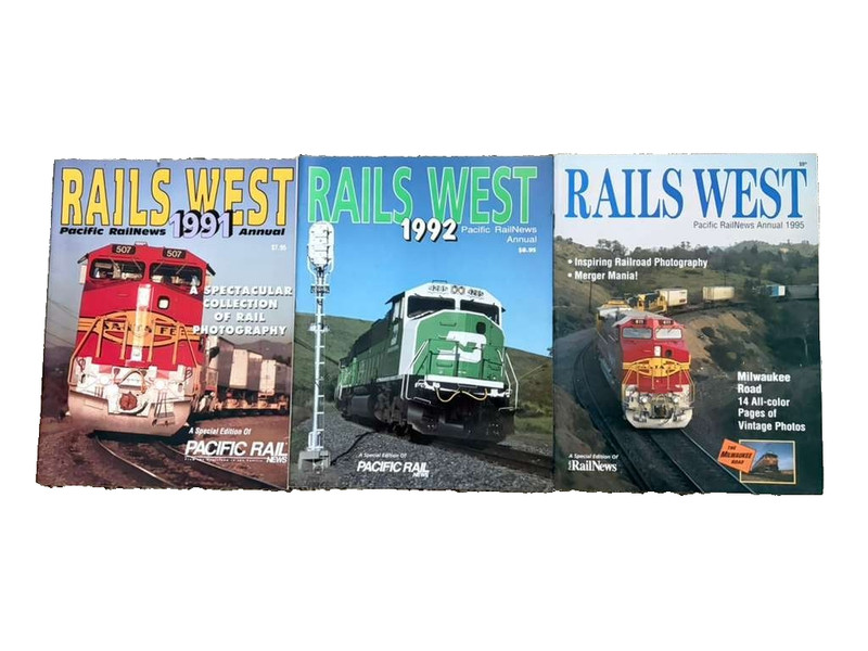 Rails West: Pacific RailNews Magazines 1991, 1992, 1995 Annual Set of 3