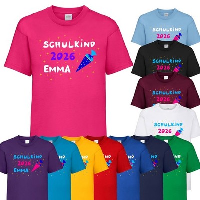  Shirt Schulanfang mit Namen Mädchen   T-Shirt Einschulung   Schulkind 2026