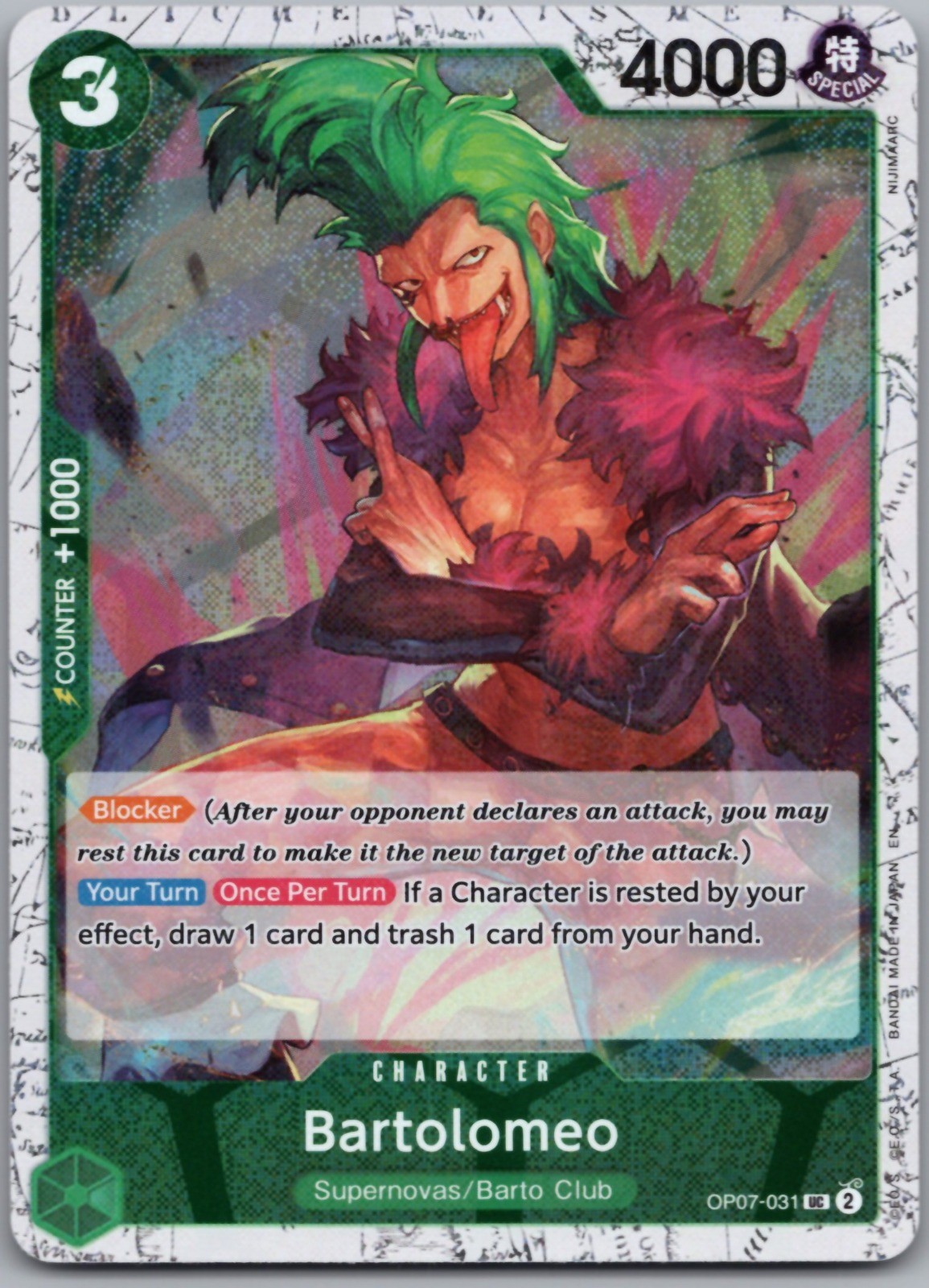 Bartolomeo (Pirate Foil) UC Premium Booster -The Best- Vol. 2 OP07-031 NM