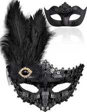 SIQUK Couple Masquerade Masks Set Venetian Party Costume Mask