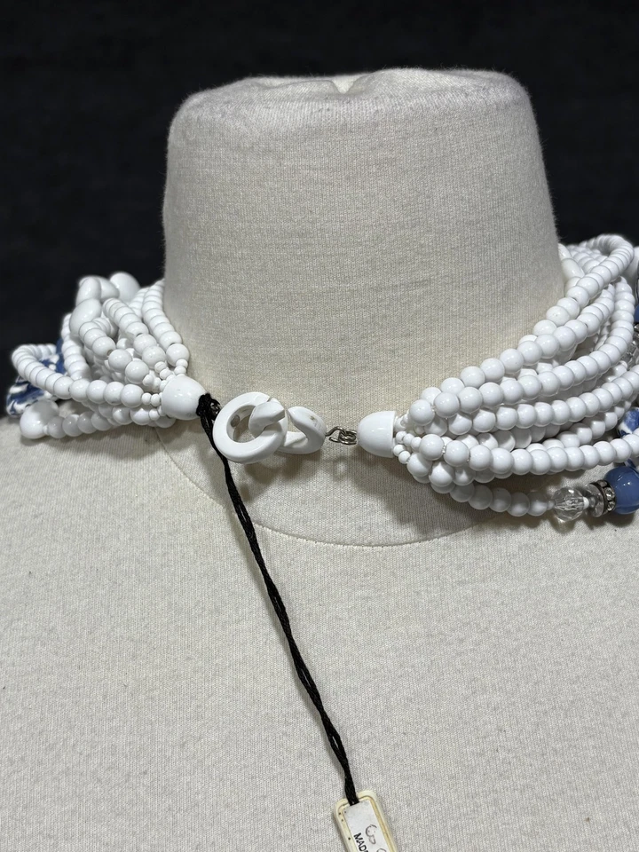 Collar Angela Caputi Giuggiù Multi Hilo Cuentas 18" Hecho en Italia Declaración Foto 3 de 4