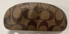 COACH Signature "C" Logo Tan/Brown Hard Clamshell Sun Glass/Eye Glass Case