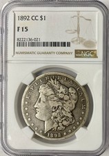 NGC F 15 1892-CC Morgan Silver Dollar Carson City Mint