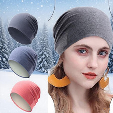 Skull Cap Thin Fleece Beanie Cap Helmet Liner Sleep Hats Windproof for Men Women