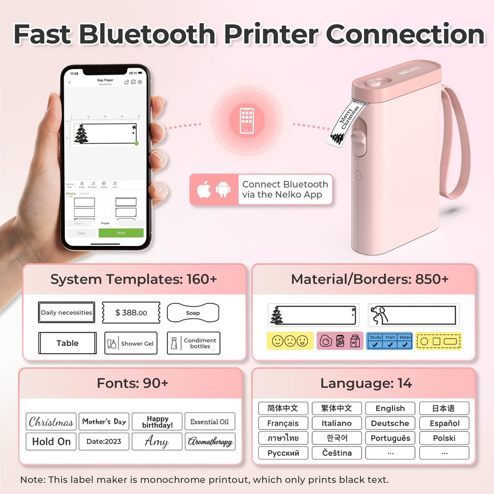Bluetooth Label Maker Machine P21 with Tape Wireless Mini Portable Printer for Home Office Organization