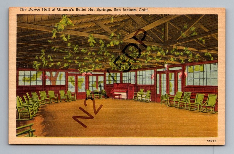 Gilman's Relief Hot Springs Dance Hall San Jacinto CA Postcard Tichnor