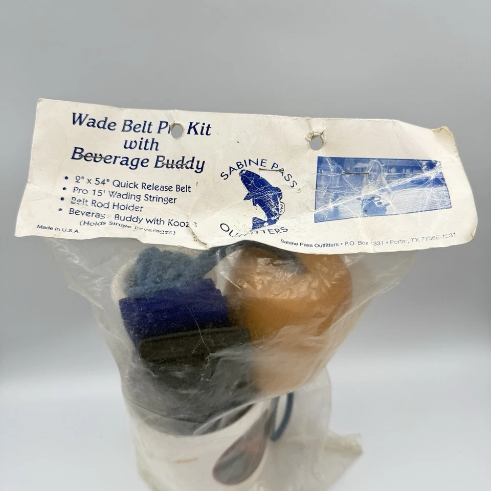 Vintage Sabine Pass Wade Belt Kit Fishing Stringer Rod Holder Koozie USA - Image 2 of 4