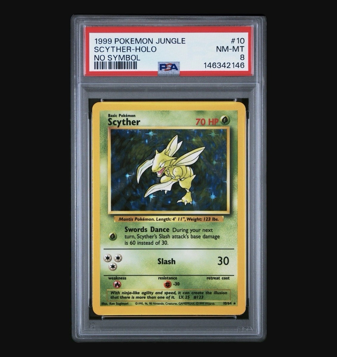PSA8 ポケモンカード ストライク ポケモンジャングル SCYTHER 1999 POKEMON JUNGLE NO SYMBOL #10 SCYTHER-HOLO PSA 8 NEW CERT | eBay