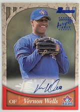 1999 Bowman Blue Auto Vernon Wells #BA64 Rookie Card RC Blue Jays. rookie card picture