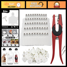100 Blank Cattle Ear Tags with Pliers - White TPU Livestock ID Tags for Cows, Ho