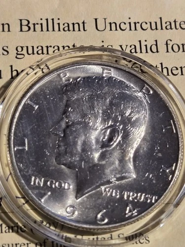 Kennedy 1964 D Brilliant Uncirculated Silver Half Dollar Certificate Included...