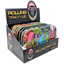 IDGAF Medium 3D Rolling Tray w/ Magnetic Lid Metal Art Series Smoking Accessory