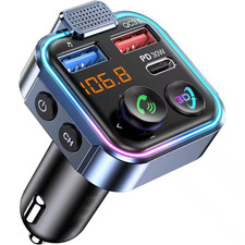 Bluetooth 5.3 FM Transmitter Radio Adapter Car with Type-C Port PD 30W QC3.0 Aud