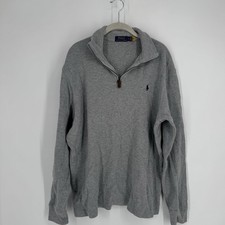 Polo Ralph Lauren sweater mens large L gray pony logo quarter zip old money
