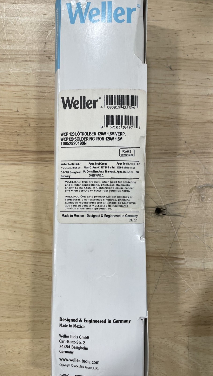 Weller T0052920199N WXP 120 Soldering Iron, 120W, 24V, Power Response Heating