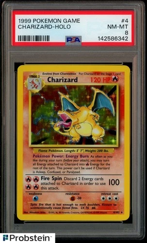 1999 Pokemon Game #4 Charizard Holo PSA 8 NM-MT