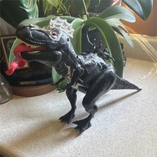 Black T-Rex Style Dinosaur Figure Toy with Long Red Tongue Pretend Play