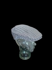 Light Gray Pinstripe Flat Cap. Adjustable Size S/M