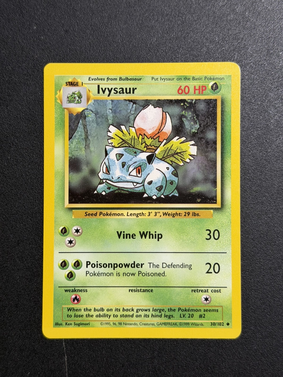 Ivysaur 30/102 Base Set Unlimited Uncommon 1999 WOTC Pokemon Card NM