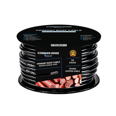 12 AWG Single Conductor  Marine Grade Wire Tinned Copper-OFC - 100 feet - Black