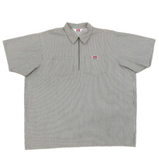 Ben Davis 1/2 Zip Work Shirt Mens XXXL, Green Hickory Striped, Metal Goth Script