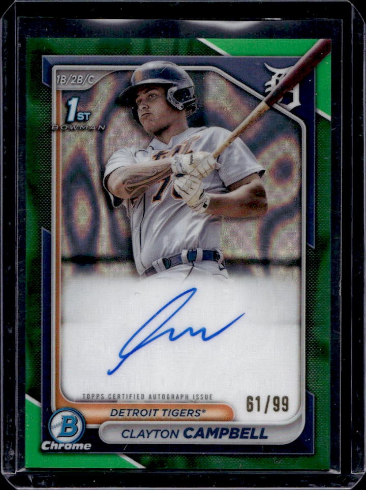 2024 Bowman Chrome Clayton Campbell Auto Green Lava Refractor 1st #61/99