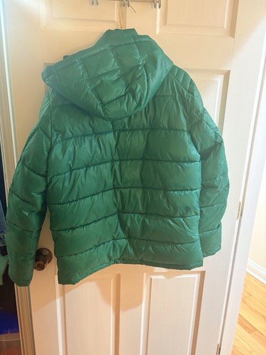 Men’s Guess Puffer Jacket Size Large Green New With Tags Hood - Picture 3 of 5