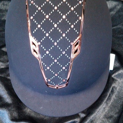 KnightsBridge Reithelm Gr. 51-55 schwarz Samtbezug verziert Glitzer Roségold