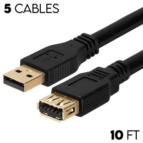 Premium Quality Blue 10FT USB 3.0 A M to F Extension Cable Gold plated Lot 5 NEW - Picture 2 of 4