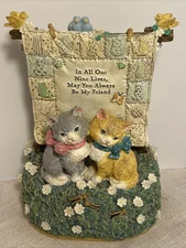 Vintage cat friend figurine San Francisco Music Box Can’t Smile Without You song