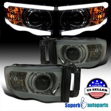 Fit 02-05 Dodge Ram 150003-05 Ram 2500 3500 Smoke Projector Headlights Led Tube