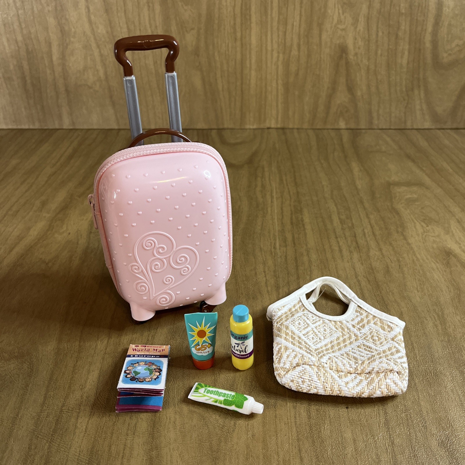 Our Generation Travel Case Doll Rolling Suitcase For 18" Doll W Accs Map Bag