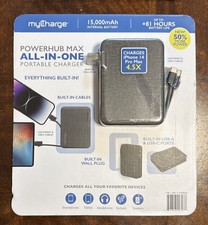 NEW MyCharge Power Hub Max All-in-One Portable Charger 15,000mAh Type A C Cords