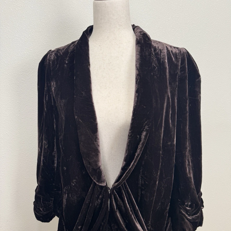 Chaqueta De Colección Elevenses Para Mujer 12 Marrón Terciopelo Aplastado Seda Capricho Hada Grunge Foto 4 de 4