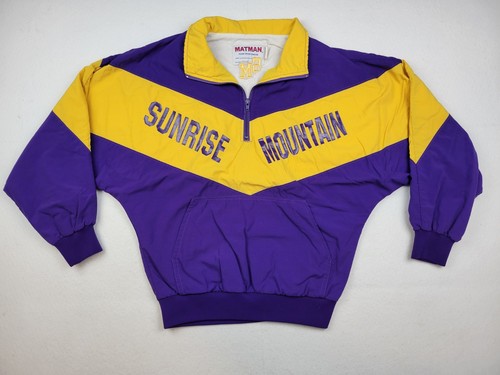 Vintage Sunrise Mountain Lakers Colorway Windbreaker Pullover 1/4 Zip Jacke S - Bild 1 von 12