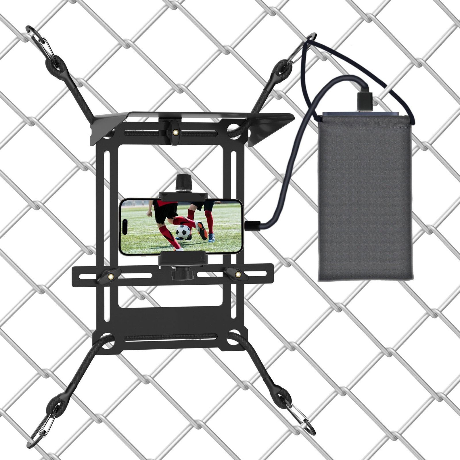Fence Phone Mount with Shade for Baseball Games, Compatible with iPhone, GoPro, - Thumbnail 1