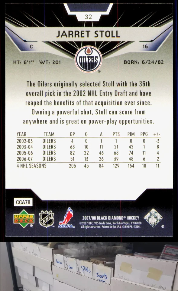 2007-08 Upper Deck Black Diamond #32 Jarret Stoll - JL - Image 2 of 2
