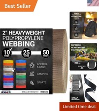 Heavyweight Polypropylene Webbing - Heavy Duty Poly Strapping for Outdoor DIY...