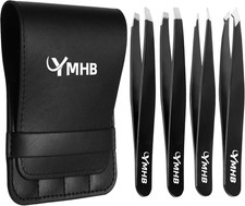 Tweezers Set - 4Pcs Stainless Steel Eyebrow Tweezers, Great Precision for Facial