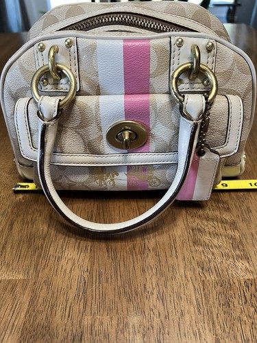 Coach Heritage Small Domed Satchel Lt. Khaki/Pink Stripe 13194 - Picture 16 of 18