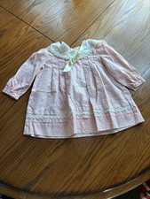 VTG Polly Flinders Hand Smocked Girls Dress 2T Pink Large Collar