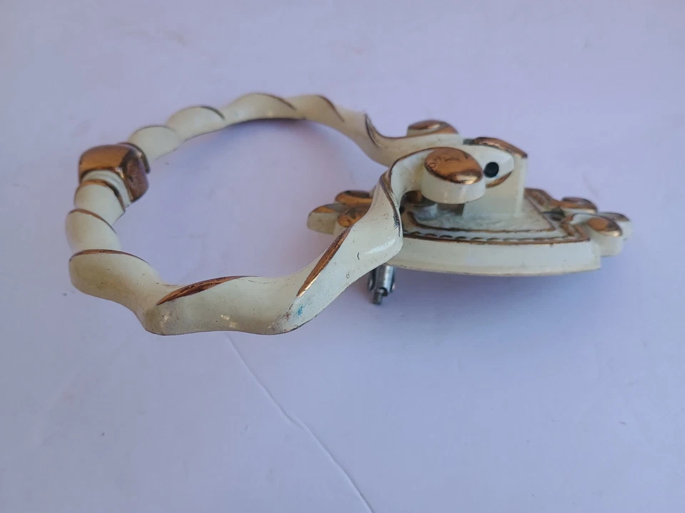 Vintage French Provincial Off White Bathroom Hardware Towel Holder Retro Design - Image 4 of 4