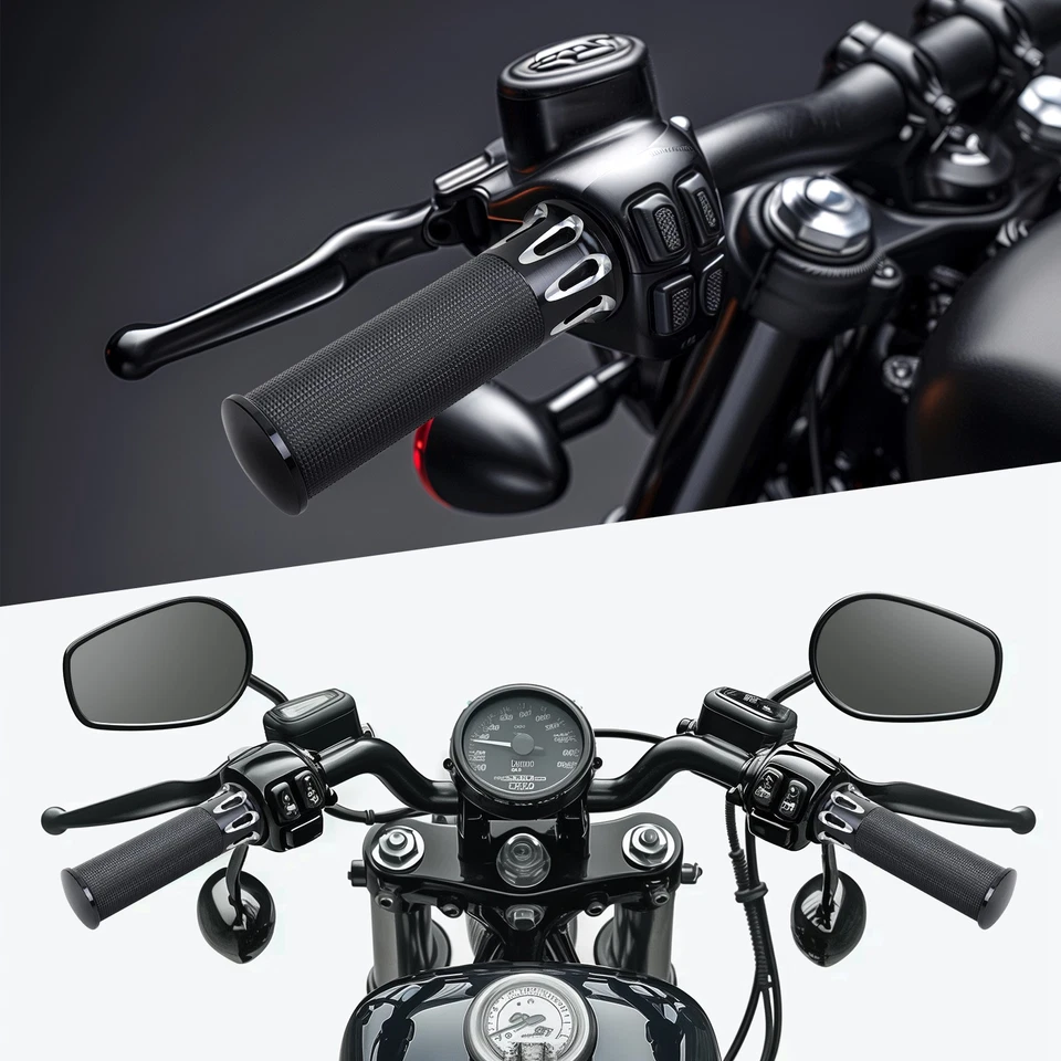 For Yamaha V-Star 650 950 1100 1300 Motorbike 1" HandleBar Hand Grips w/Throttle - Image 2 of 4