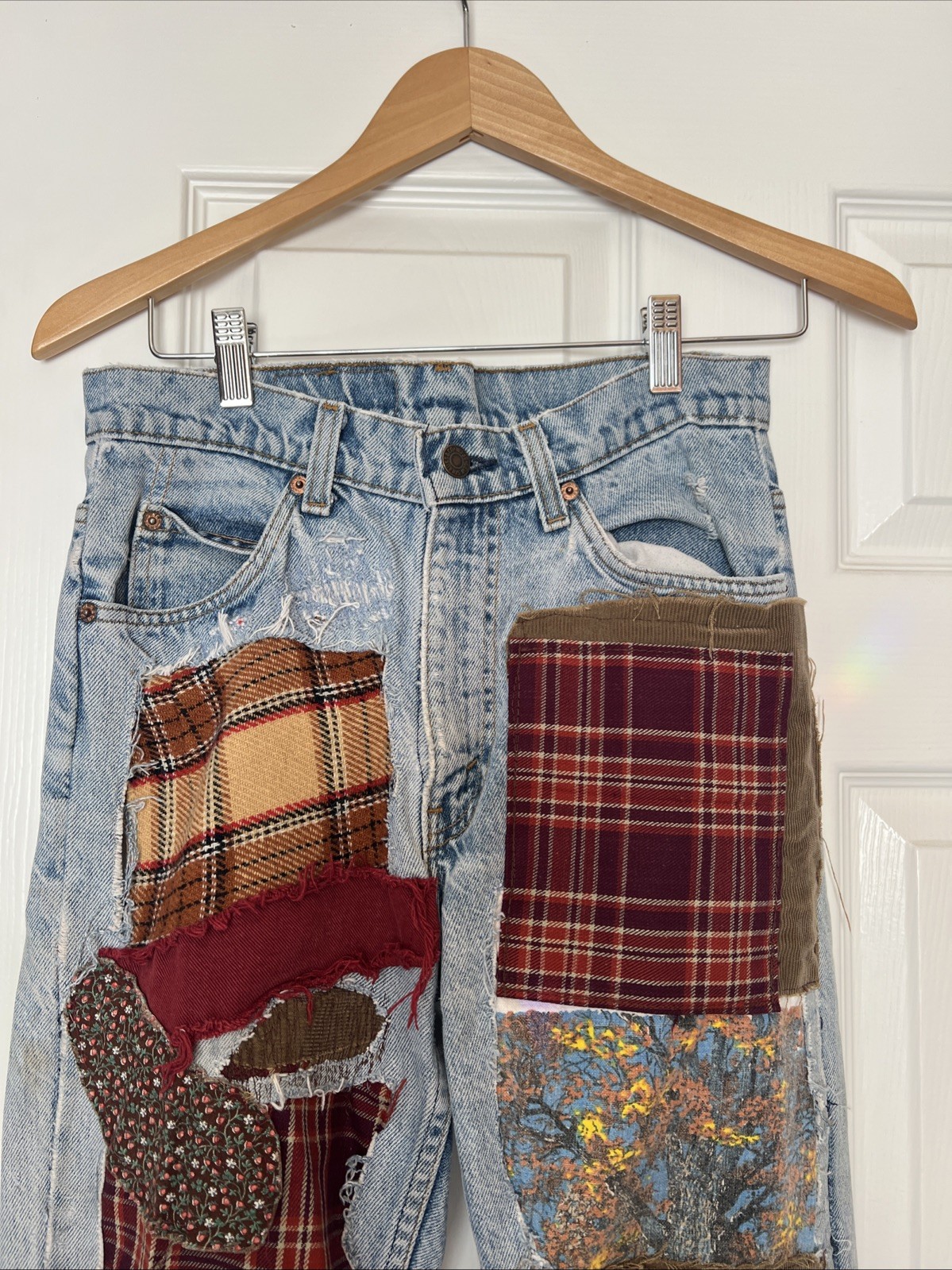 women’s orange tab levi’s patchwork denim - image 2