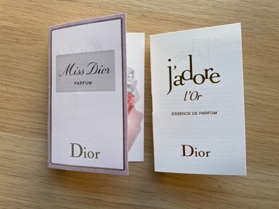 set of 2 Dior de Parfum Sample Sprays .03oz, 1ml J'adore L'Or Essence, Miss Dior