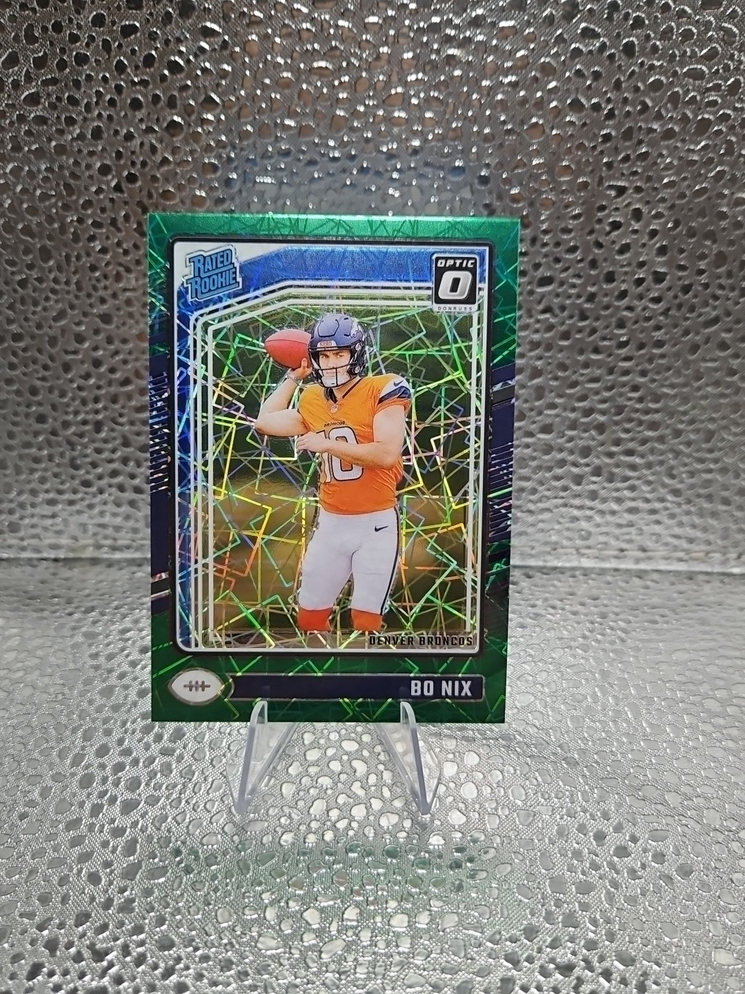 2024 Panini Donruss Optic Rated Rookie Bo Nix #209 Green Velocity RC Broncos